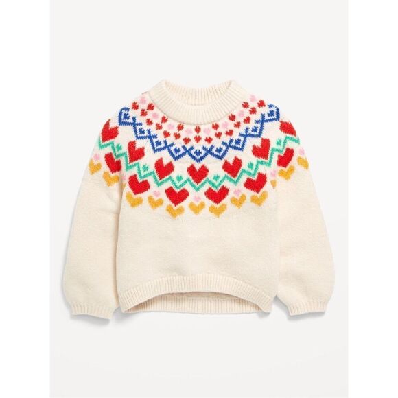 NEW OLD NAVY Toddler 2T Valentine Multi Fair Isle Sweater - Picture 1 of 4